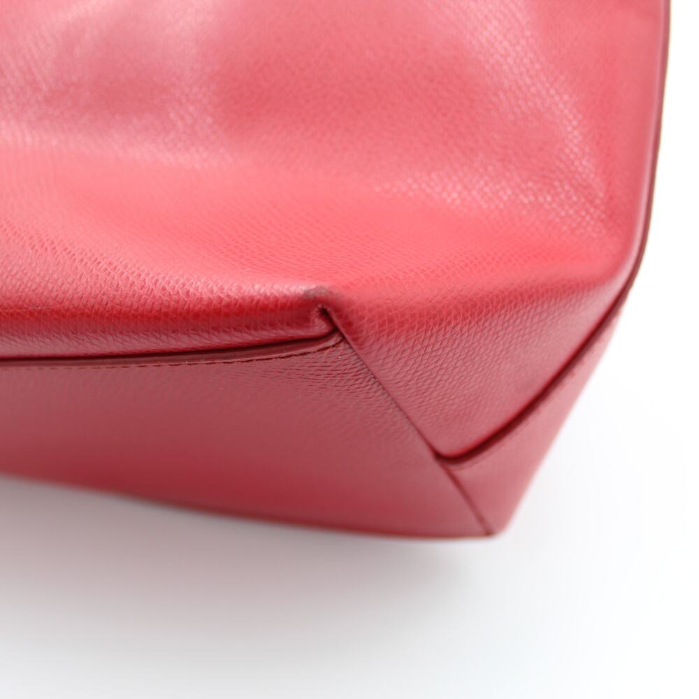 Coach City Tote Red Crossgrain Leather Shoulder Bag Zip Minimalist Preppy - Picture 12 of 14